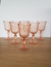 Lot 6 Verres A Pied Eau Rosaline Luminarc Rose Torsadé H16cm