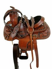 13 "/ PONEY WESTERN SELLE PLAISIR / ENSEMBLE DE COURSE DE BARILS EN CUIR À...