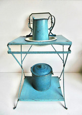 JOUET ANCIEN JEP - MEUBLE DE TOILETTE POUPÉE EN FER PEINT ET TÔLE  HT 39 cm