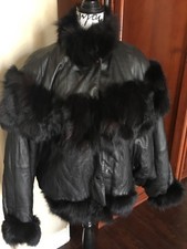 leather with fur women jacket.