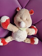 doudou peluche musical rhinocéros beige rouge BENGY musique 24cm