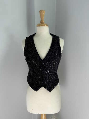 Women black sequin zara vest - women's,