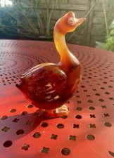 Grande Oie Sculptée En Agate