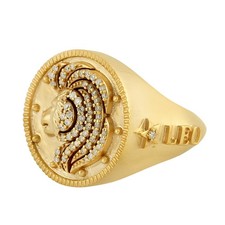 Bague zodiaque lion or 14