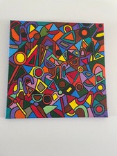 TABLEAU ABSTRAIT COMPOSITION ACRYLIQUE SUR TOILE SIGNEE "danse de lettres"