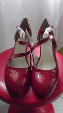 ESCARPINS A TALONS NEUF ROUGE EN CUIR VERNI ET MAT 44