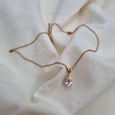 Pendentif Pierre Taillée Goutte + Chaine  Ensemble Plaqué Or - Bijoux