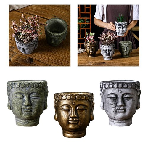 Pot fleur tête bouddha - tête, de