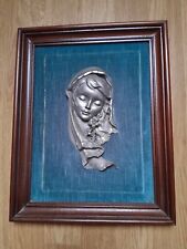 Cadre bois avec motif étain sur velours bleu