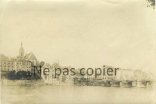 BÂLE vers 1910 la ville Pont de bois photo 11 x 16 cm SUISSE