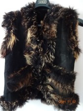 NEUF Fourrure véritable  CUIR gilet sans manches femme t 36 marron très foncé