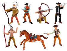 7 Figurines Cowboys Indiens Far West 8cm Jeu Jouet PVC LFA06