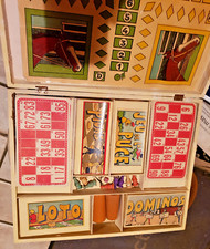 jouet ancien jolie valise plusieurs jeux dada dame loto belles boites dominos