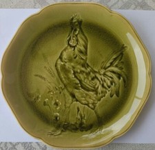 Assiette à coq en majolique