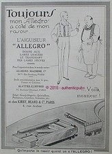 PUBLICITE ALLEGRO L'AIGUISEUR LAME RASOIR SIGNE RAP DE 1923 FRENCH AD PUB RARE