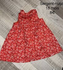 Sergent-major 18 MOIS Fille: Robe Fleurie Rouge Été
