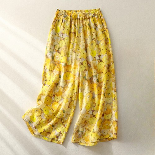 Pantalon fluide femme - fluide, jaune