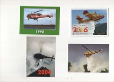 4 calendriers de poche hélicoptères et canadairs pompiers