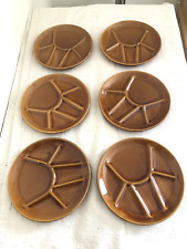 Lot 6 assiettes à fondue en Grès émaillé Nidervillier non estampillées marron