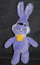 ?Peluche Doudou Lapin MILKA Mauve Violet Blanc Collier Fleur Jaune Etat NEUF