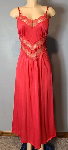 Vtg satin slip dress - satin, lace