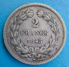 Louis-Philippe Ier , 2 francs argent 1845 BB Strasbourg