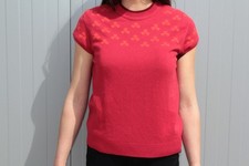 HERMES Pull Cachemire manches courtes Trèfles T38 (59127)