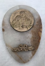Antique French First Communion Gift Real Marble Plaque Jesus St. John Wall