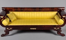 Grand Canapé / Banquette d'apparat Biedermeier En Ronce d'Acajou