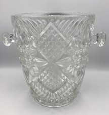 Grand SEAU à CHAMPAGNE en VERRE Ou CRISTAL à Décor De Motifs En Relief 22,3 Cm