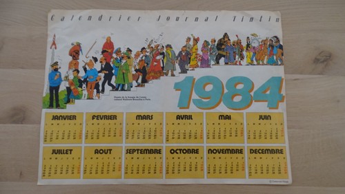 Plv calendrier 1984 tintin - calendrier,