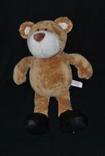Peluche doudou ours NICI Sports brun beige chaussures simili cuir 35 cm NEUF
