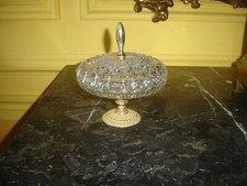 Magnifique ancien drageoir en cristal taillé et bronze doré a l'or fin 