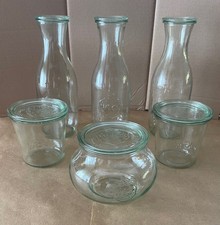 WECK - LOT DE 6 - 3 BOUTEILLES + 3 BOCAUX AVEC LEURS COUVERCLES EN VERRE