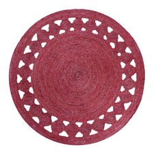 Tapis Rond Rouge Tissé À La