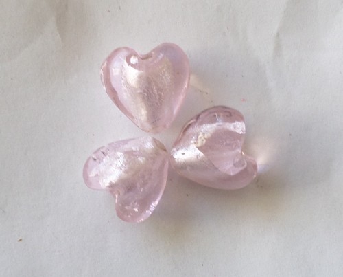 Perles coeur verre lampwork - 3,