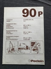 BROCHURE CATALOGUE TECHNIQUE GRUE PELLE POCLAIN 90 P DE 1977