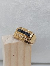 Bague Plaqué Or. Brillants  Blanc Et Noir. Taille 60