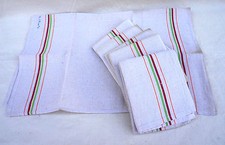 6 Unused French Cotton Linen Striped Towels Kitchen Cloths Unwashed
