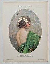 Avant la danse F. Vallet Bisson 1924 Estampe en couleur Portrait Femme