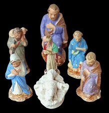 7 Anciens Petits Sujets De Crèche Santons Devineau Noël Ancien Old Christmas 