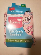 Hanes Premium Girls' Tagless Briefs 6- Pack Underwear Size 12 (Package Damaged)