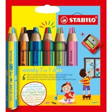 [EO8826-2] STABILO Etui 6 crayons multi-talents woody 3 in 1 duo + 1 taille-c...
