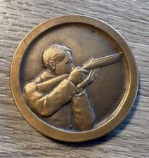Medaille Artistique ancienne « Tir À La Carabine » Par Fraisse - Bronze