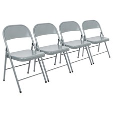 4x Gris Mat Chaise Pliante en