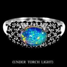 925 Argent Sterling Ovale Feu