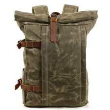 Grand sac à dos homme cuir toile imperméable ordinateur portable sac de voyage extérieur