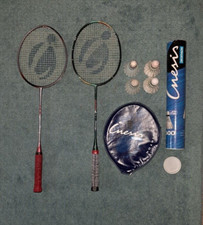 Lot 2 raquettes de badmington, volants + 1 protection