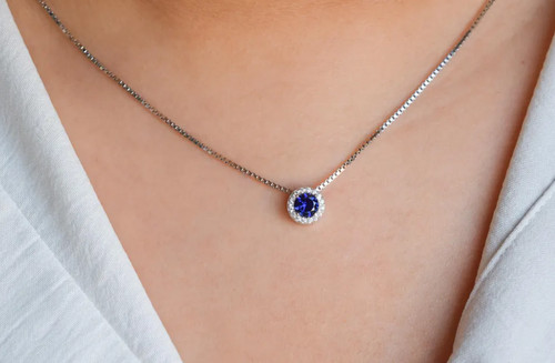 Collier délicat saphir - , bleu