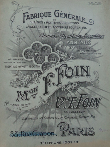 1909 catalogue article - catalogue, fer
